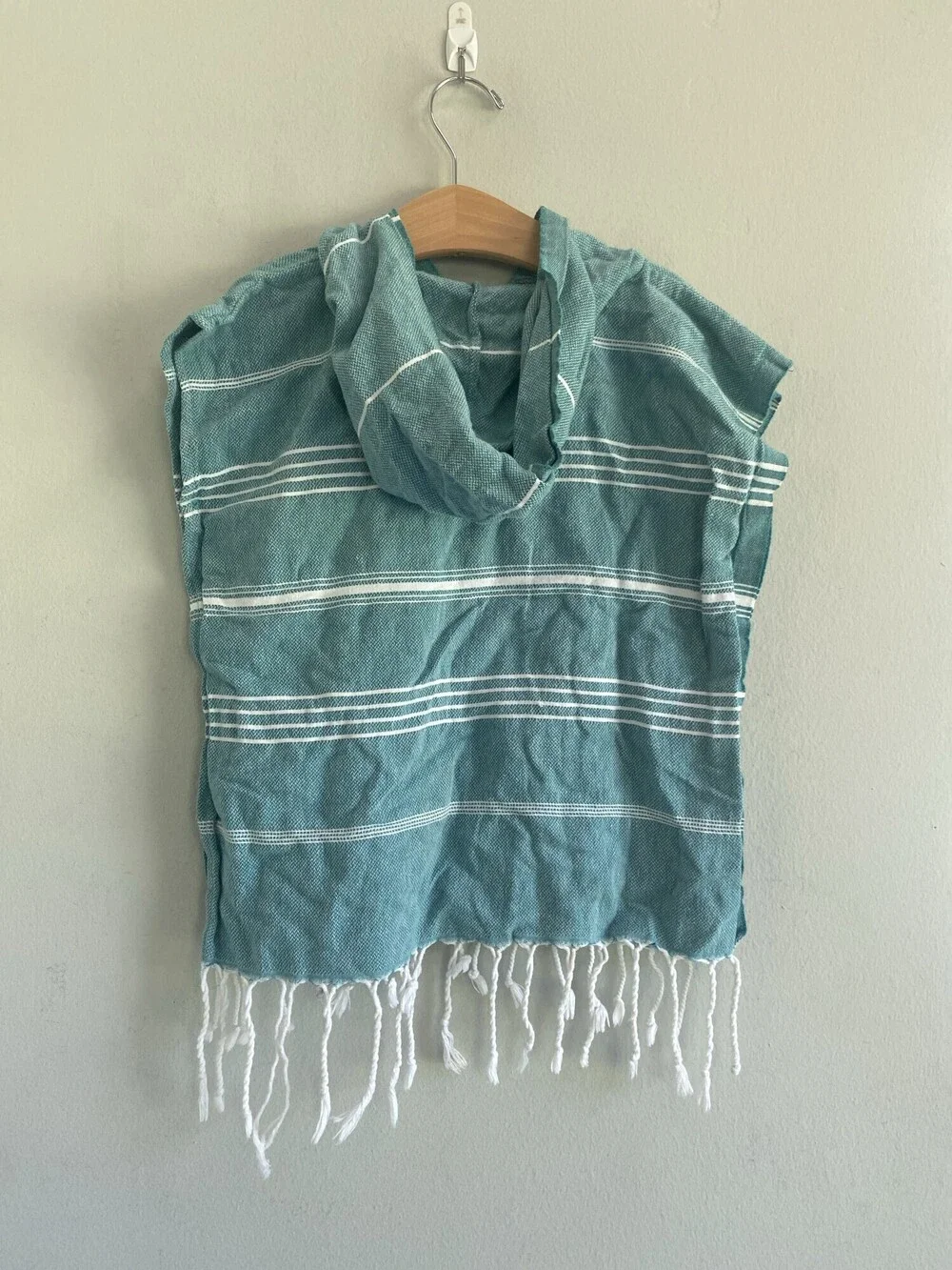 Handmade Gold Case Teal Turkish Cotton Swim Poncho & Bag Girls 4-5Y
